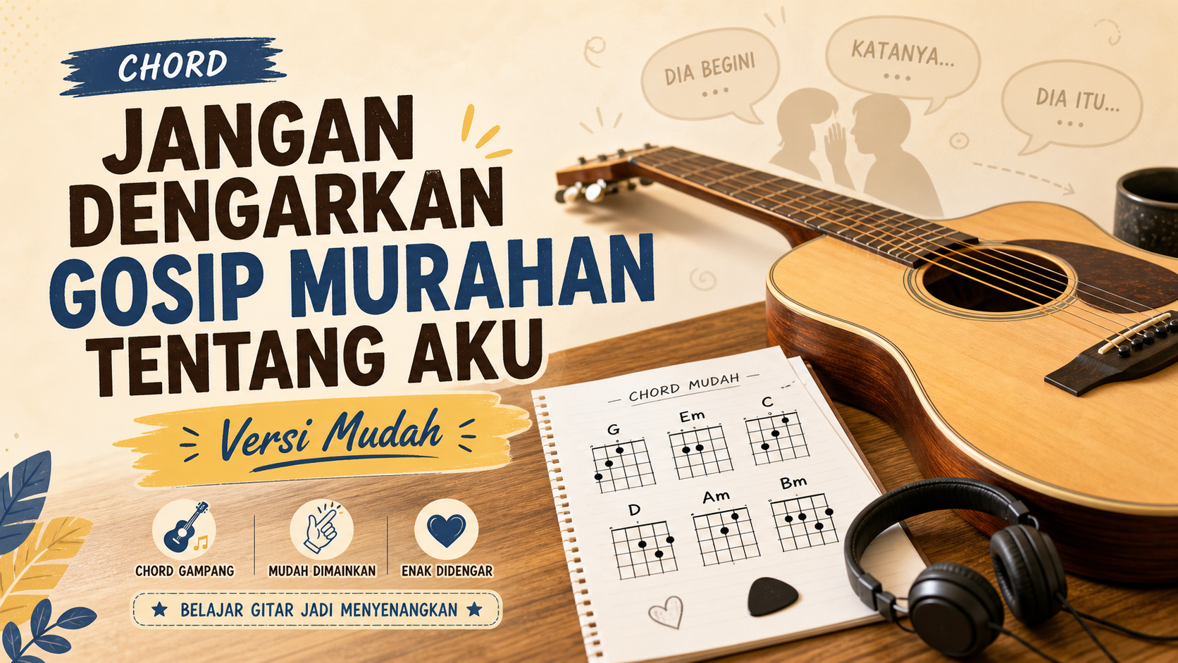 Chord Jangan Dengarkan Gosip Murahan Tentang Aku: Versi Mudah - chord