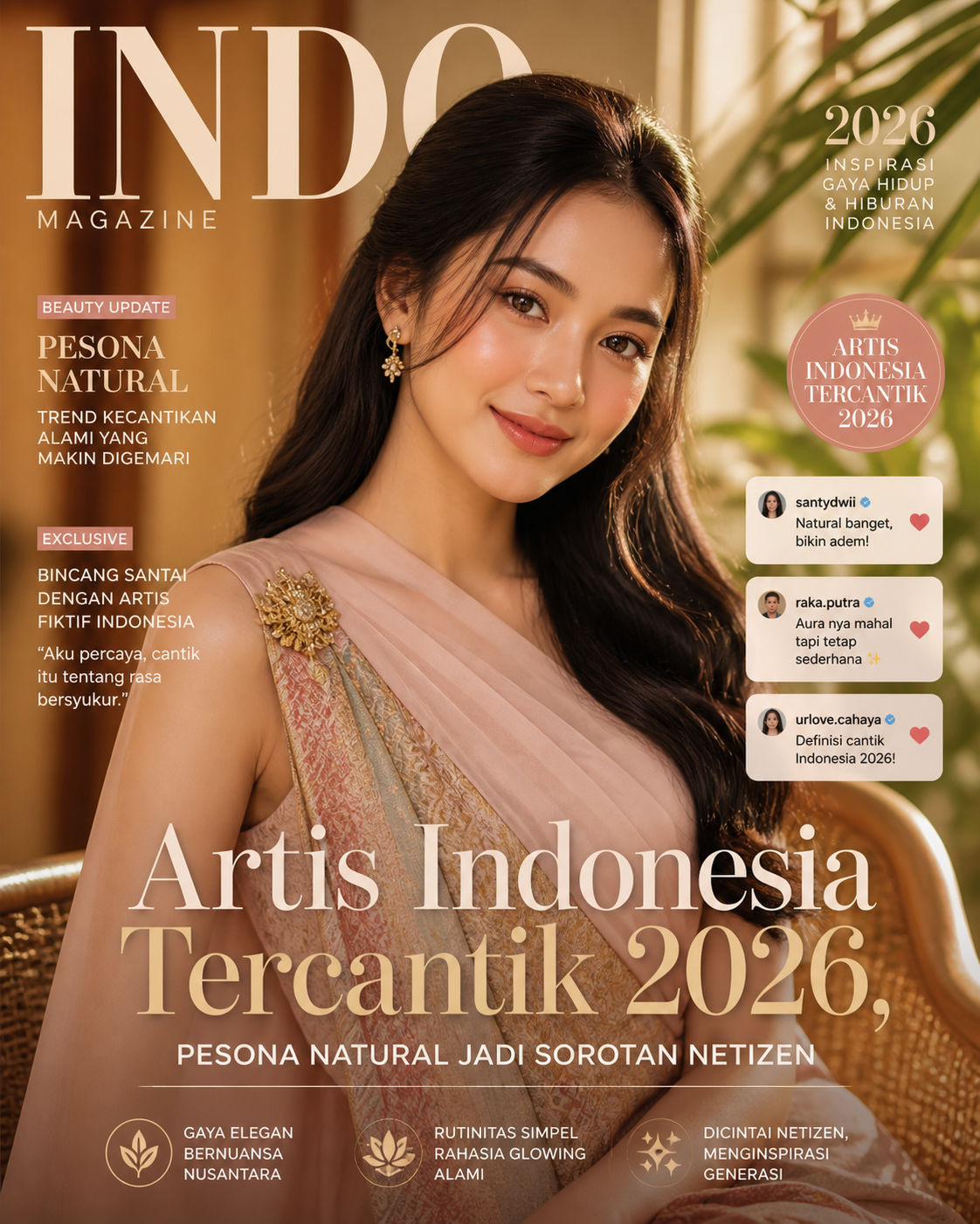 Artis Indonesia Tercantik 2026, Pesona Natural Jadi Sorotan Netizen - artis
